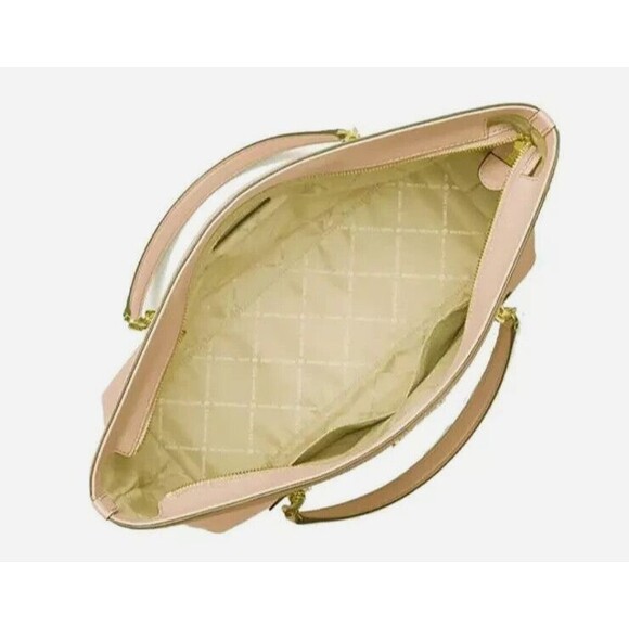 New Michael Kors Jet Set Medium Front Zip Chain Tote Pebble Leather Powder Blush - Picture 2 of 3